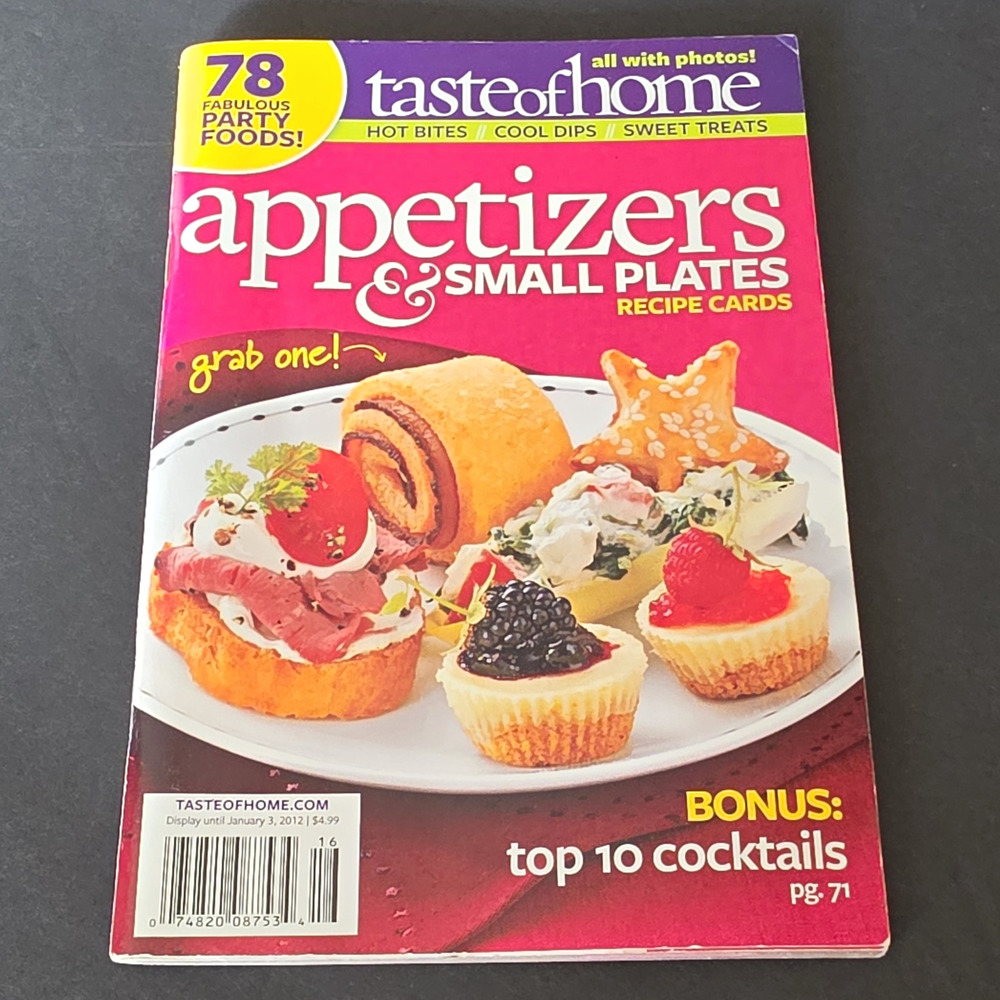 Taste of Home Appetizers & Small Plates Recipe Cards Booklet + Top 10 Cocktails